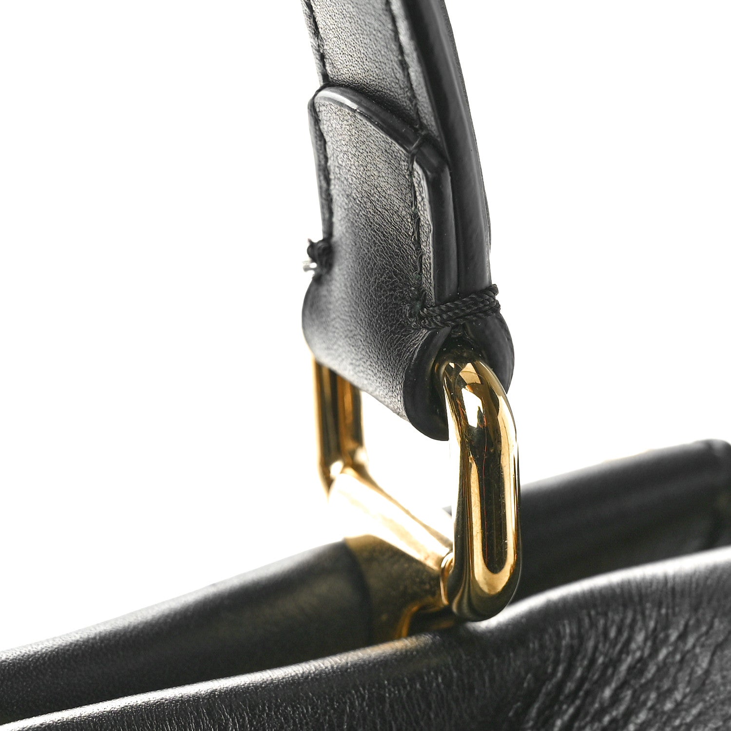 Fendi Vitello Seta Shiny Nappa Scalloped Studded Medium Peekaboo Iconic Satchel Black 12 of 14