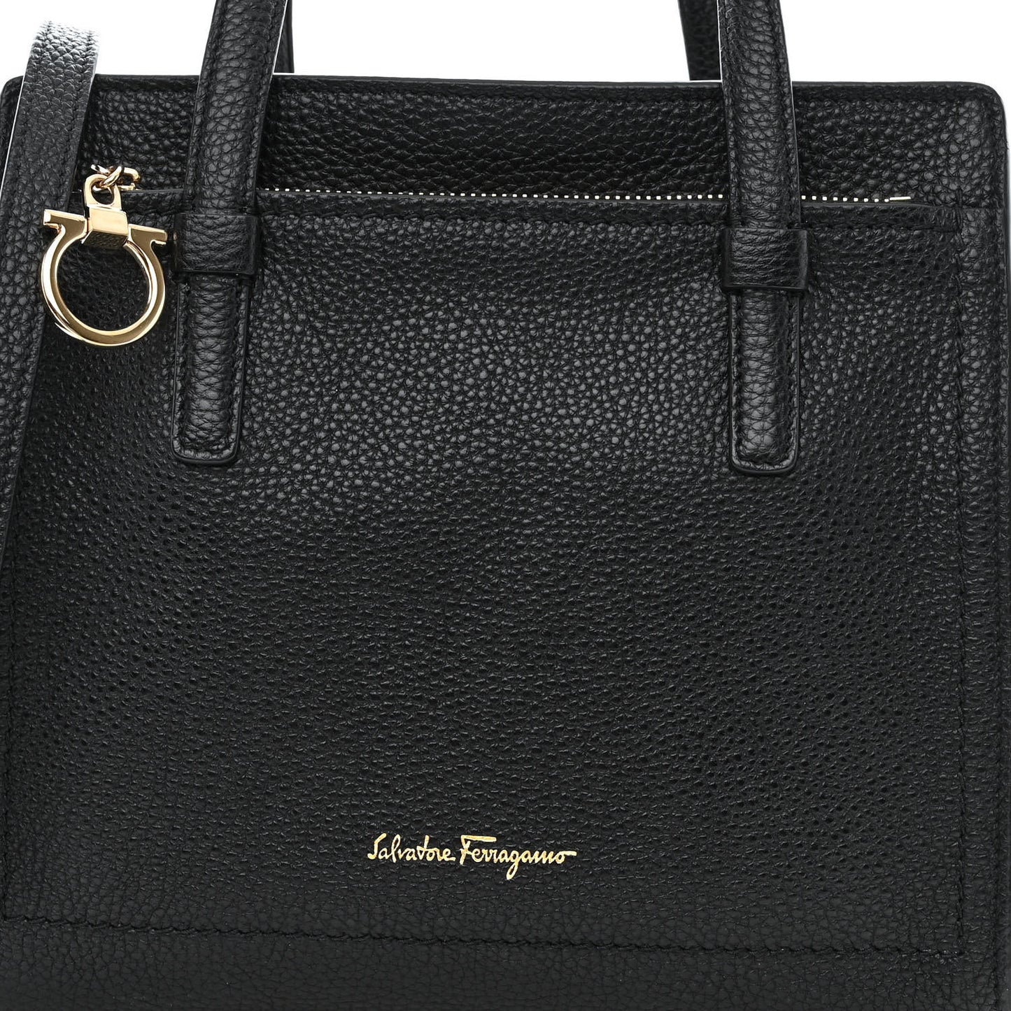 Hammered Calfskin Double Handle Small Amy Tote Black