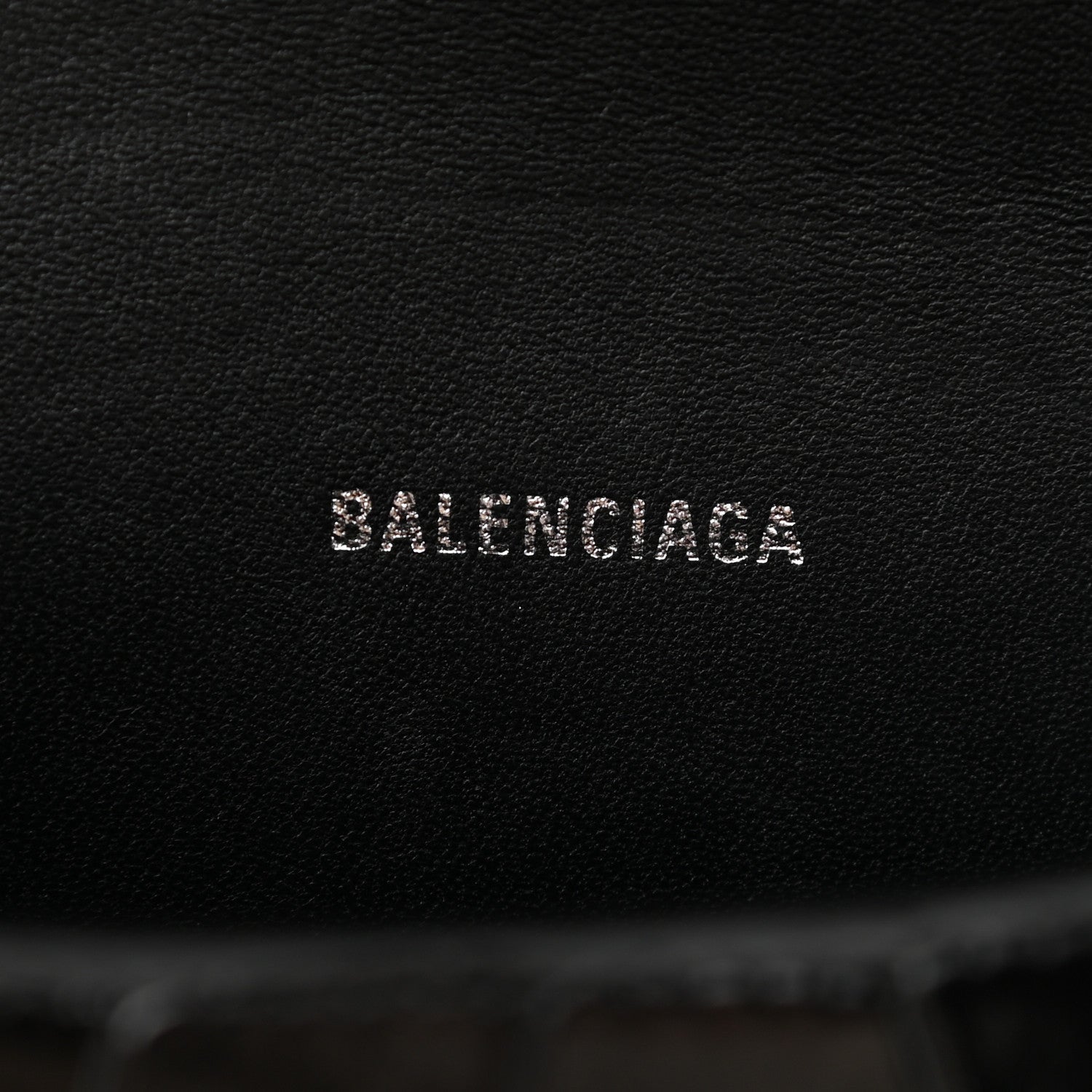 Balenciaga Shiny Calfskin Monochrome Crocodile Embossed Hourglass Top Handle Bag XS Black 6 of 11