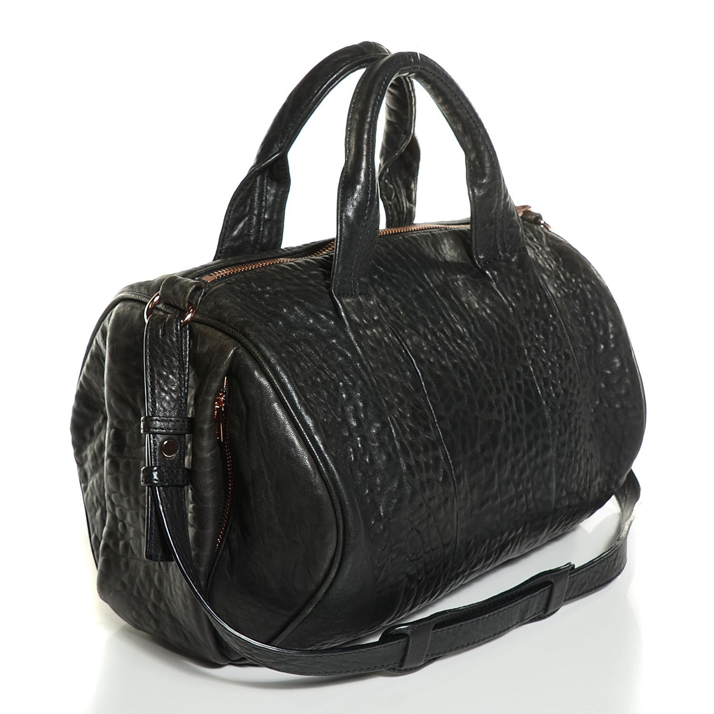 Pebbled Lambskin Rocco Black Rose Gold Hardware
