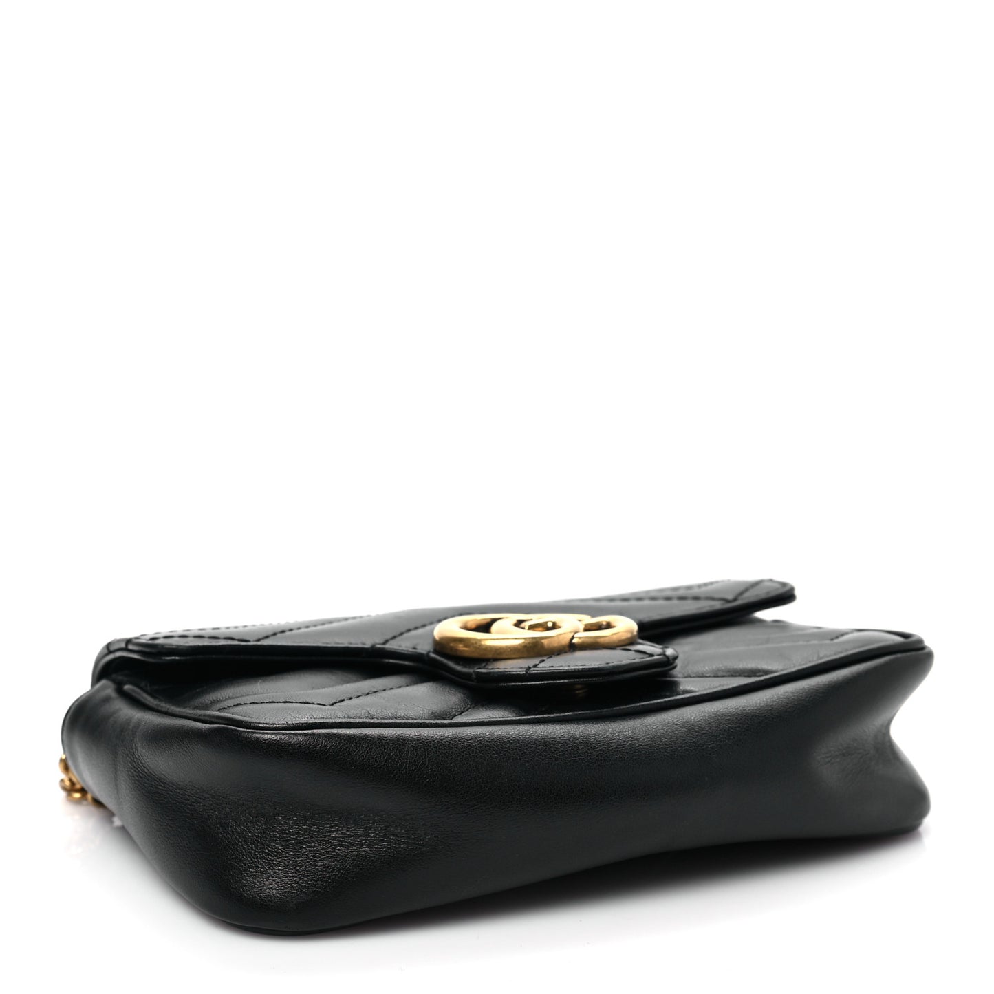 Calfskin Matelasse Super Mini GG Marmont Shoulder Bag Black