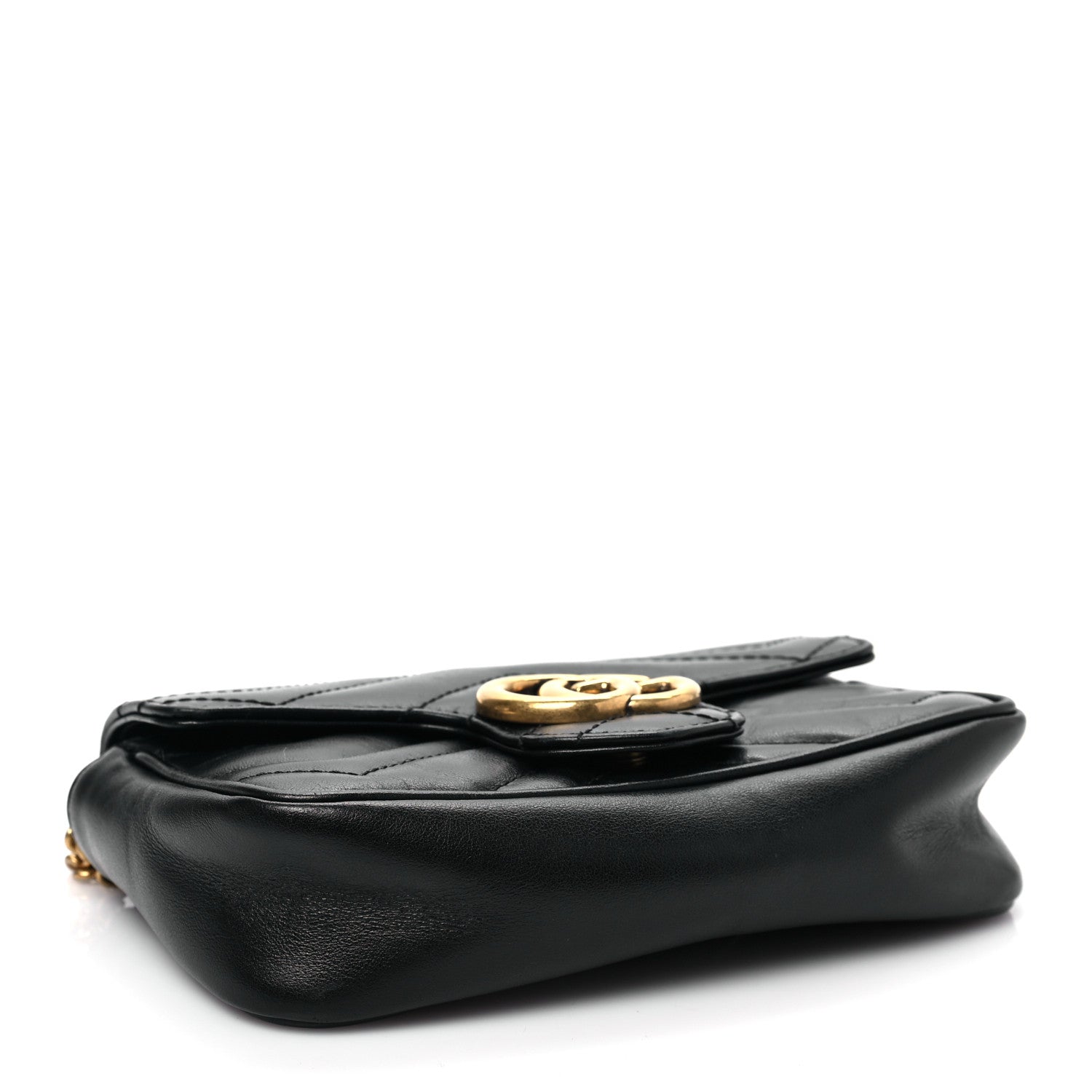 Gucci Calfskin Matelasse Super Mini GG Marmont Shoulder Bag Black 4 of 8