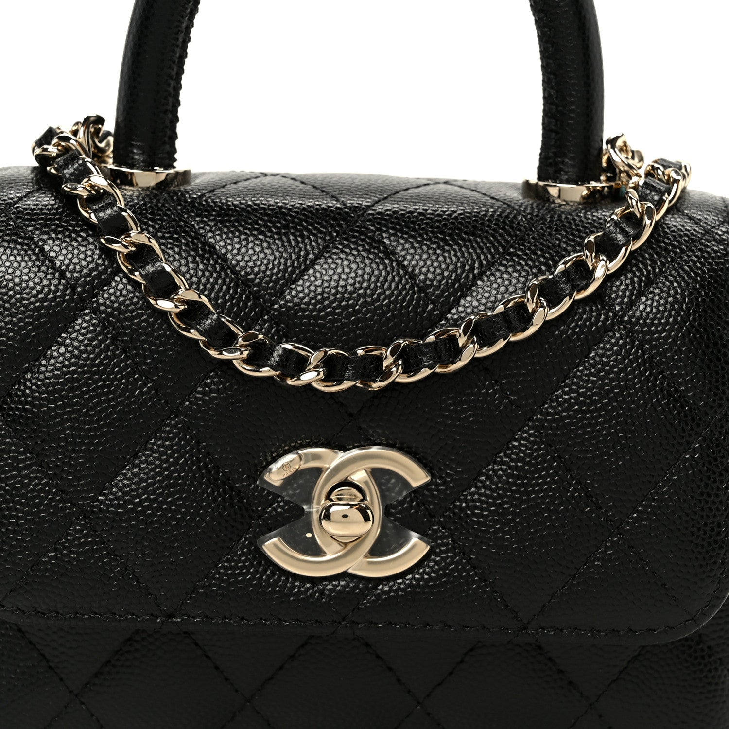 Chanel Caviar Quilted Coco Handle Clutch With Chain Black 9 of 12