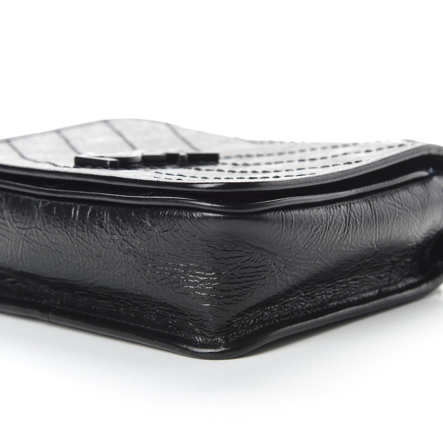 Saint Laurent Crinkled Calfskin Matelasse Monogram Niki Chain Wallet Black 10 of 10