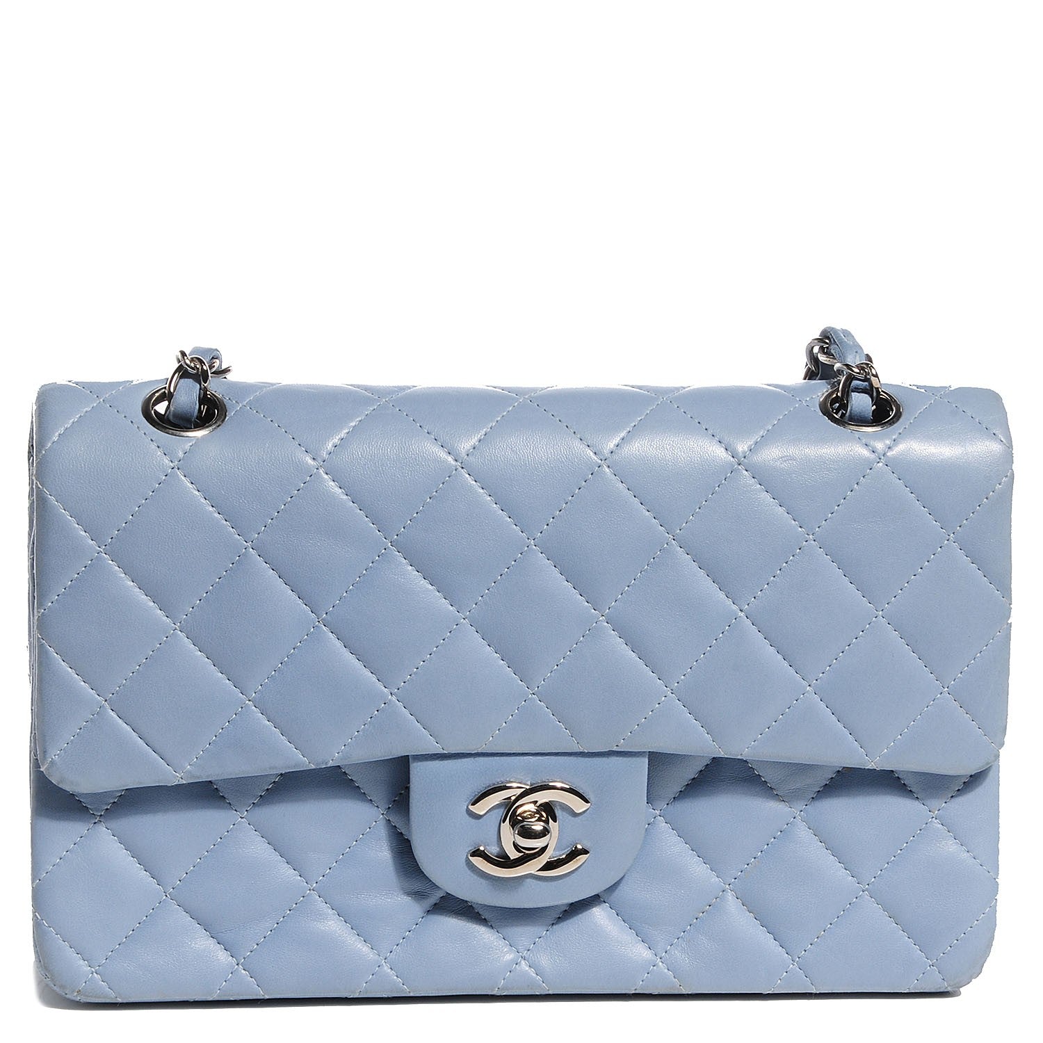 Chanel Lambskin Small Double Flap Light Blue 4 of 8