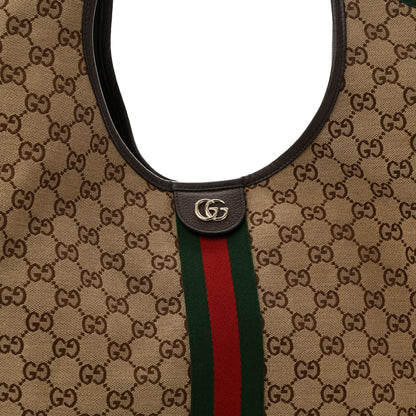 Gucci GG Monogram Web Large Giglio Tote Beige Brown 15 of 26
