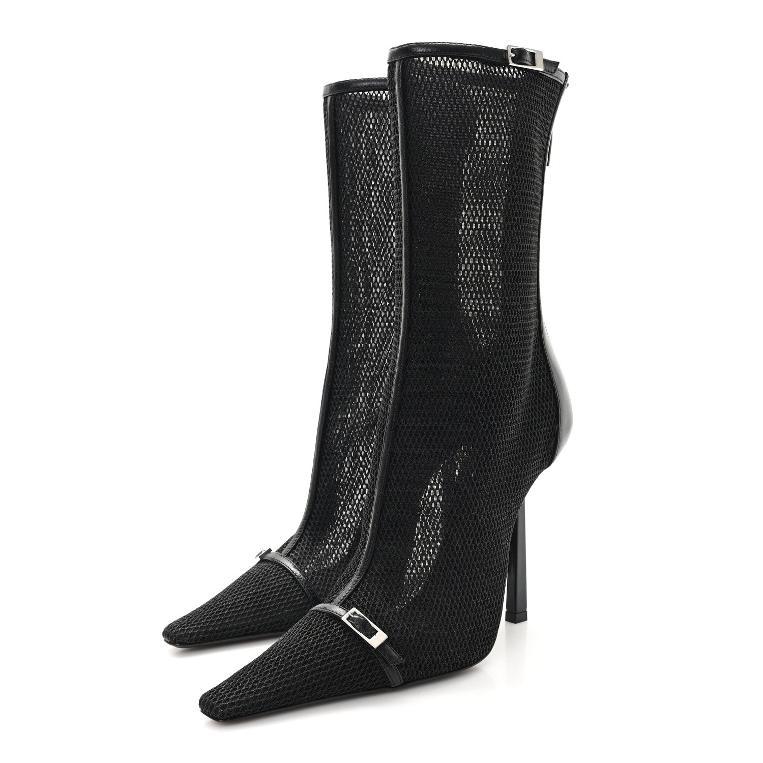 Saint Laurent Elba Applique Tulle Aston 115 Boots 37.5 Black 4 of 10