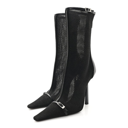 Saint Laurent Elba Applique Tulle Aston 115 Boots 37.5 Black 4 of 10