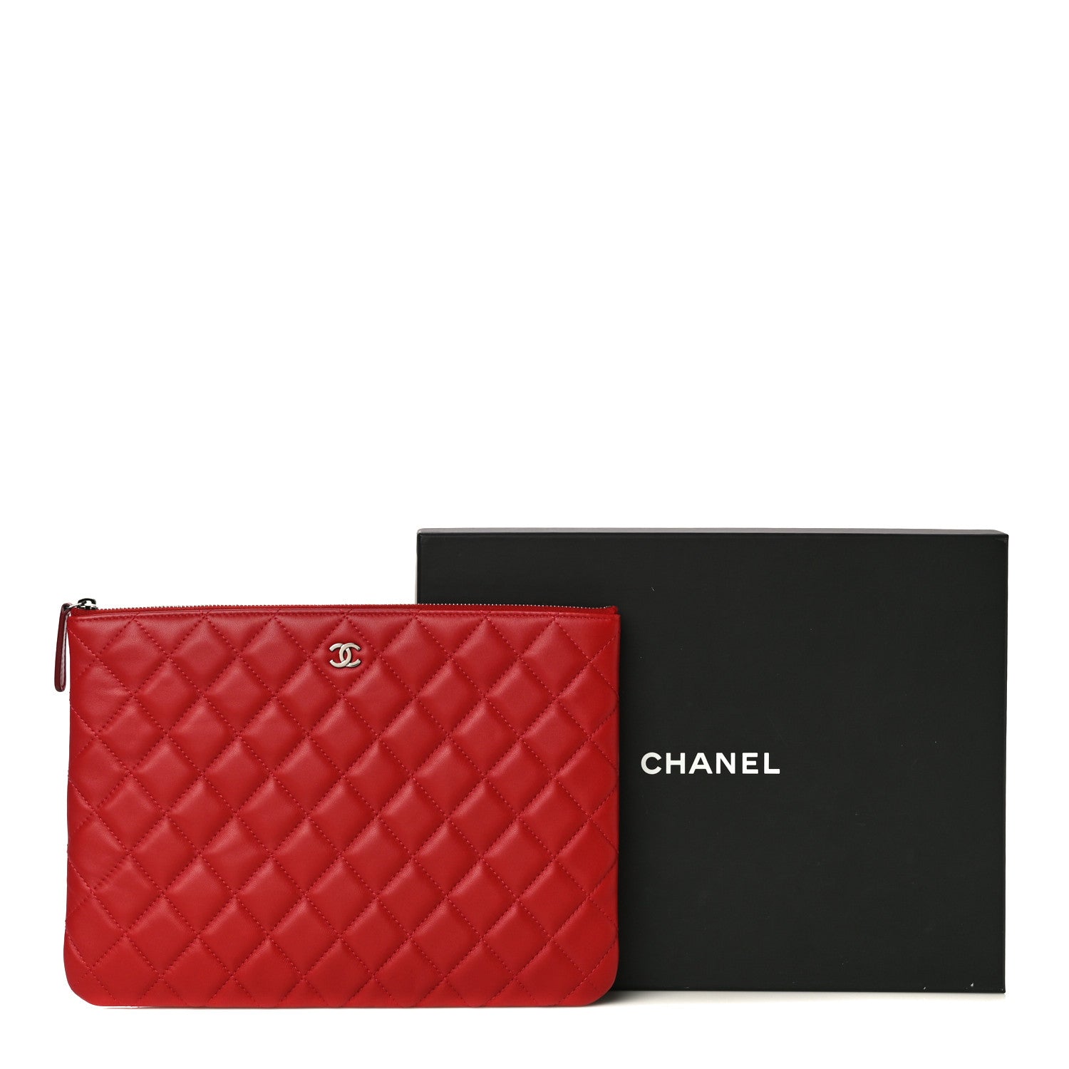 Chanel Lambskin Quilted Medium Cosmetic Case Red 11 of 11