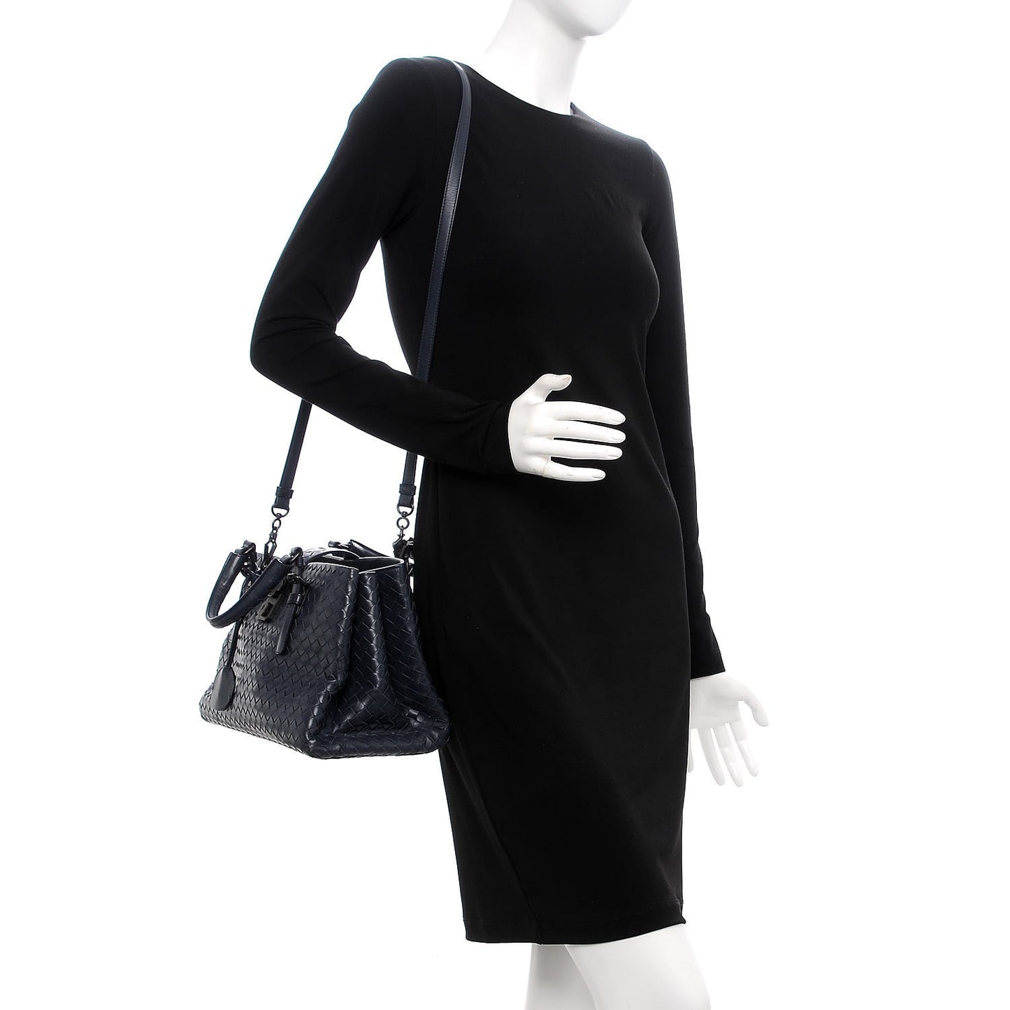 Light Calf Intrecciato Small Roma Dark Blue