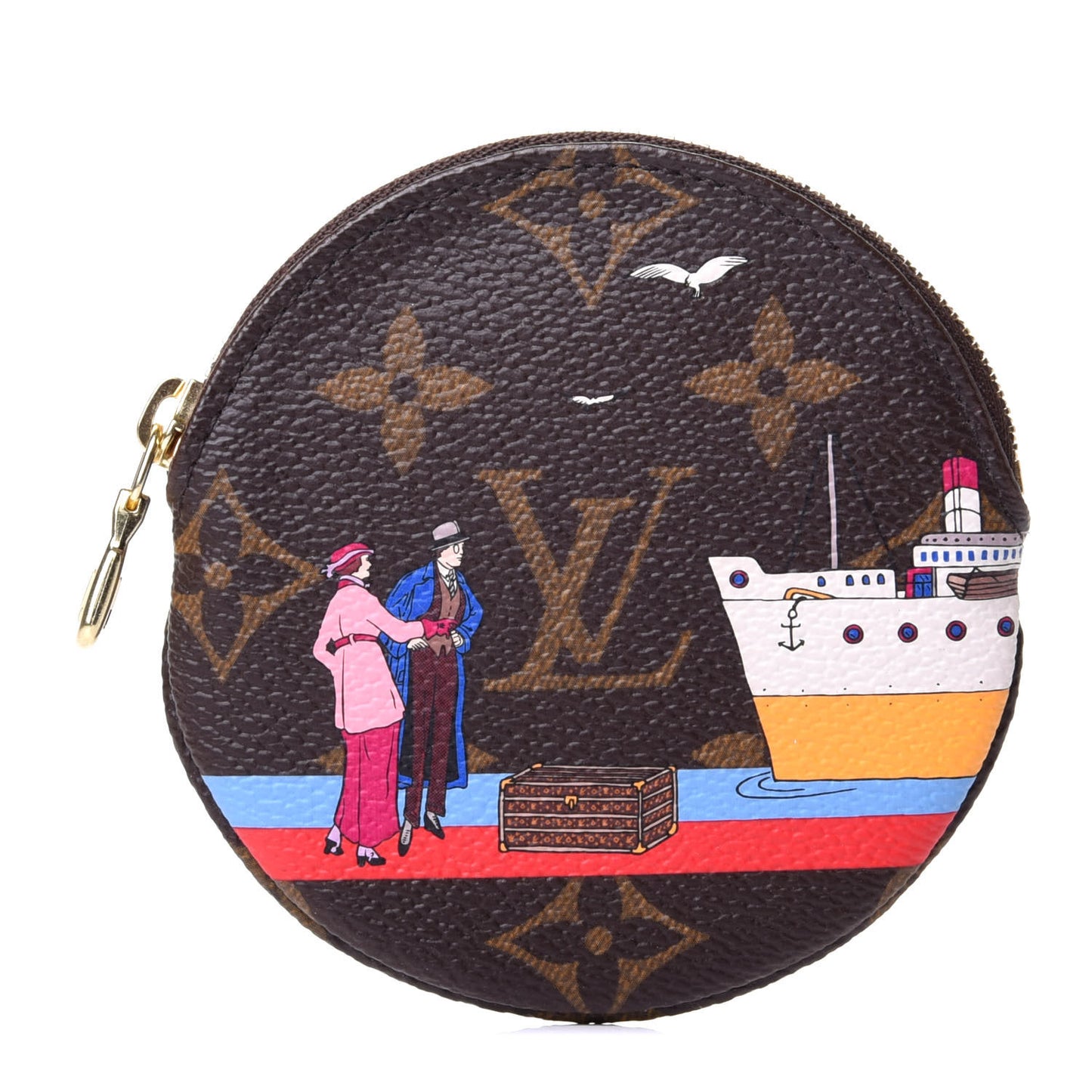 Monogram 2016 Christmas Animation Round Coin Purse Rouge