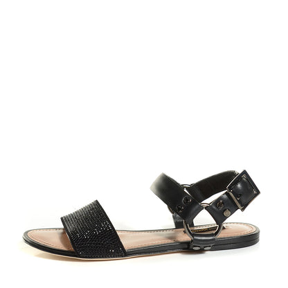 Louis Vuitton Calfskin Strass Backstage Flat Sandals 38.5 Black 1 of 8