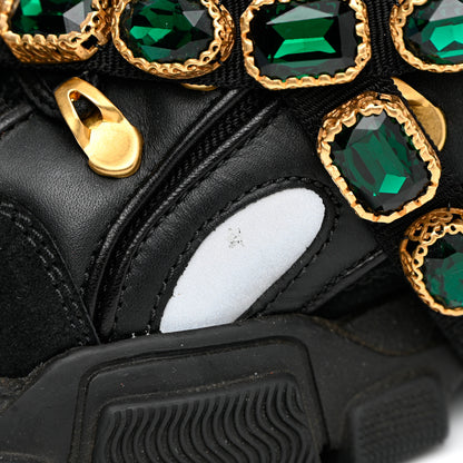 Gucci X SEGA Mesh Suede Calfskin Removable Crystals Womens Flashtrek Sneakers 38 Black Silver 10 of 11