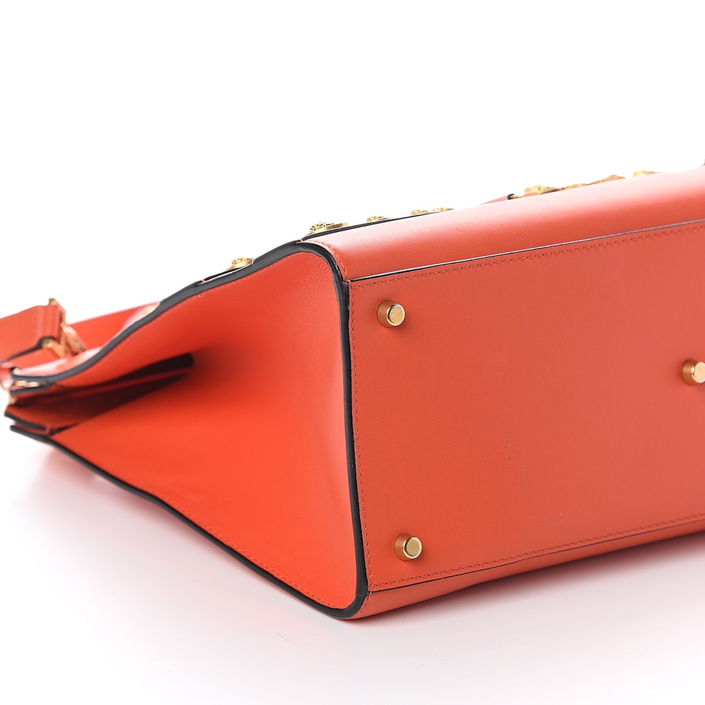Calfskin Large Medusa Stud Tribute Tote Orange