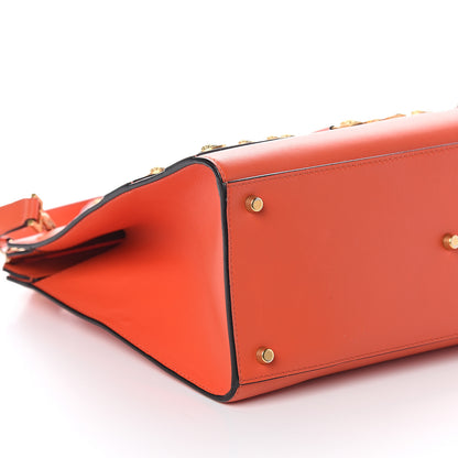 Versace Calfskin Large Medusa Stud Tribute Tote Orange 7 of 8
