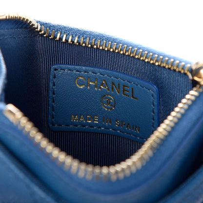 Chanel Caviar Quilted CC Zip Card Holder Blue 6 of 8