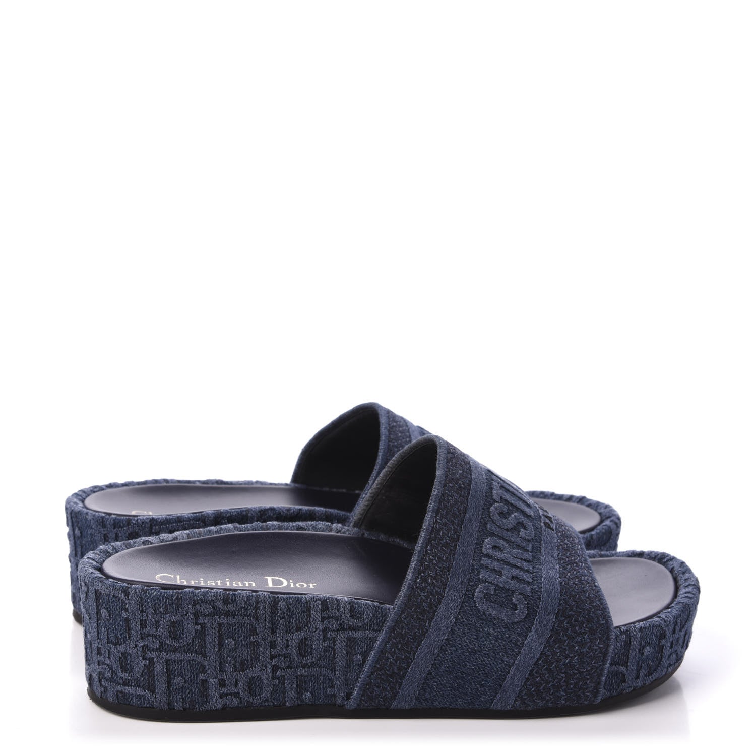 Christian Dior Oblique Denim D-Way Platform Sandal 38 Blue 4 of 9