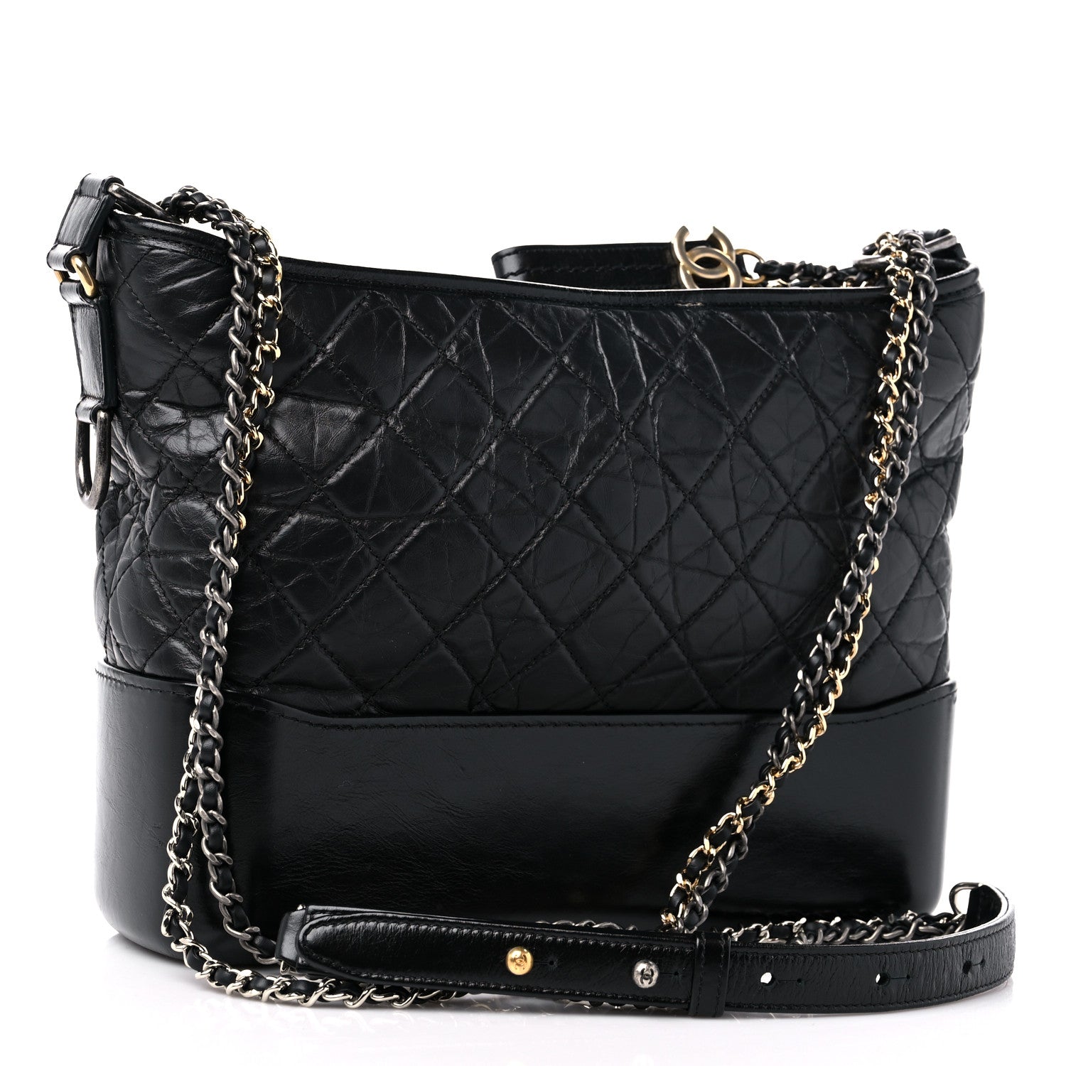 Chanel Aged Calfskin Quilted Medium Gabrielle Hobo Black 3 of 10
