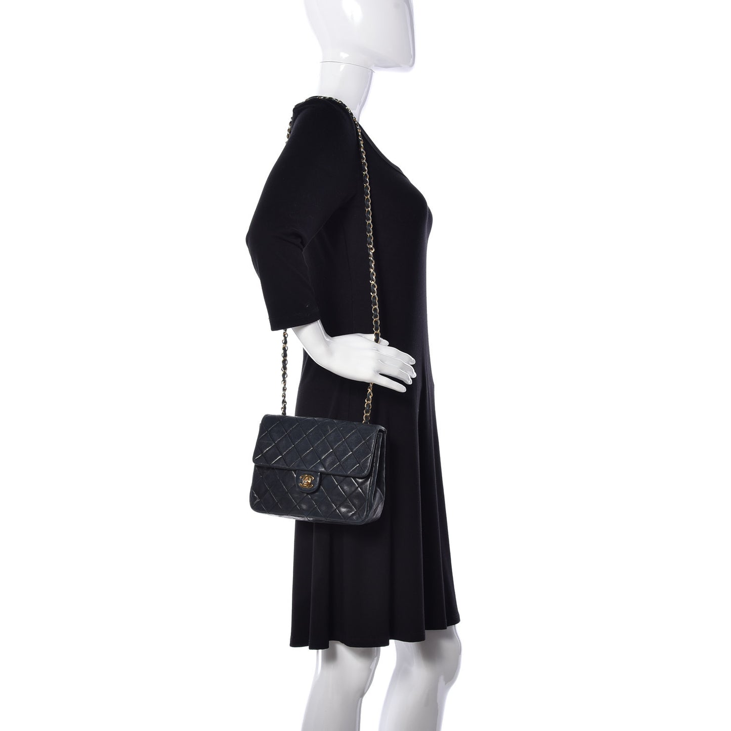 Lambskin Quilted Mini Square Flap Black