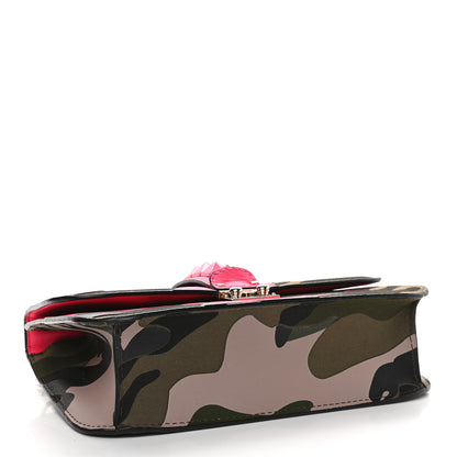 Valentino Garavani Nappa Canvas Camouflage Medium Glam Lock Rockstud Flap Fuxia Fluo 4 of 12