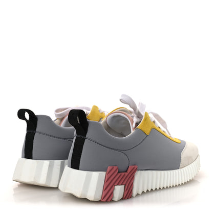 Hermes Technical Canvas Suede Goatskin Bouncing Sneakers 36 Gris Multicolor 5 of 15