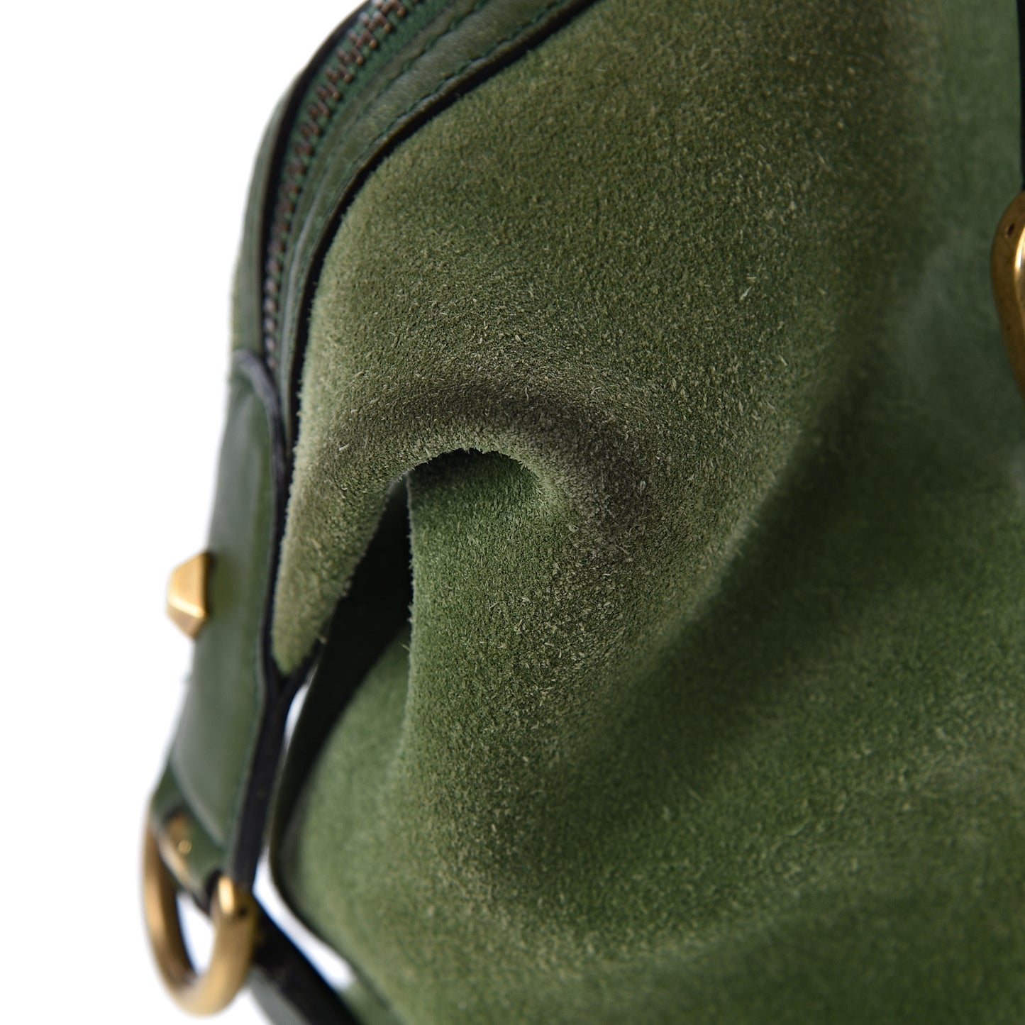 Suede Monogram Small Boston Green