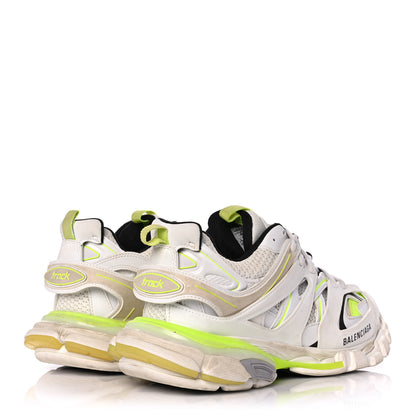 Balenciaga Mesh Nylon Worn Out Effect Womens Track Sneakers 41 White Fluo Yellow 4 of 9