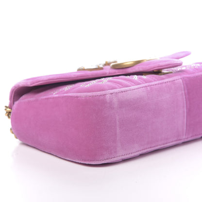 Gucci Velvet Matelasse Marquise Crystals Embroidered Small GG Marmont Shoulder Bag Malva 8 of 10