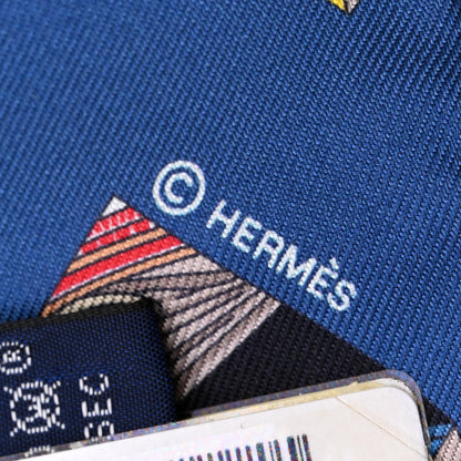 Hermes Silk Springs Springs Twilly Marine Vert Jaune 3 of 5