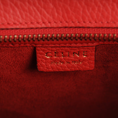 Celine Drummed Calfskin Nano Luggage Coquelicot 7 of 8