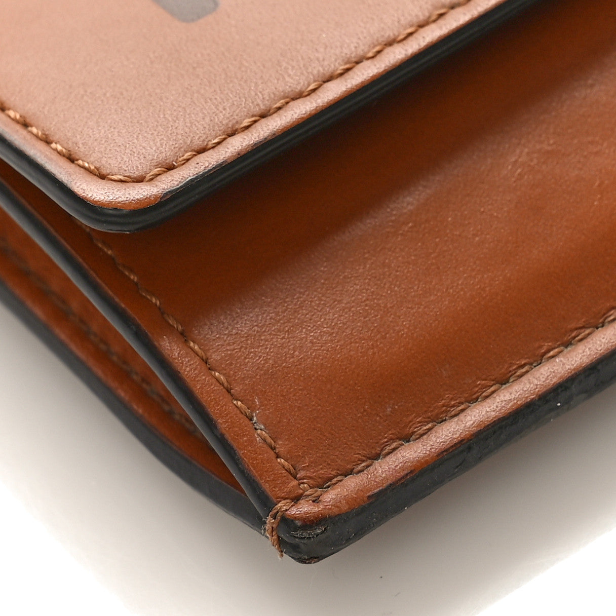 Vitello King Tamponato Logo Embossed Fold Over Card Holder Wallet Cuoio