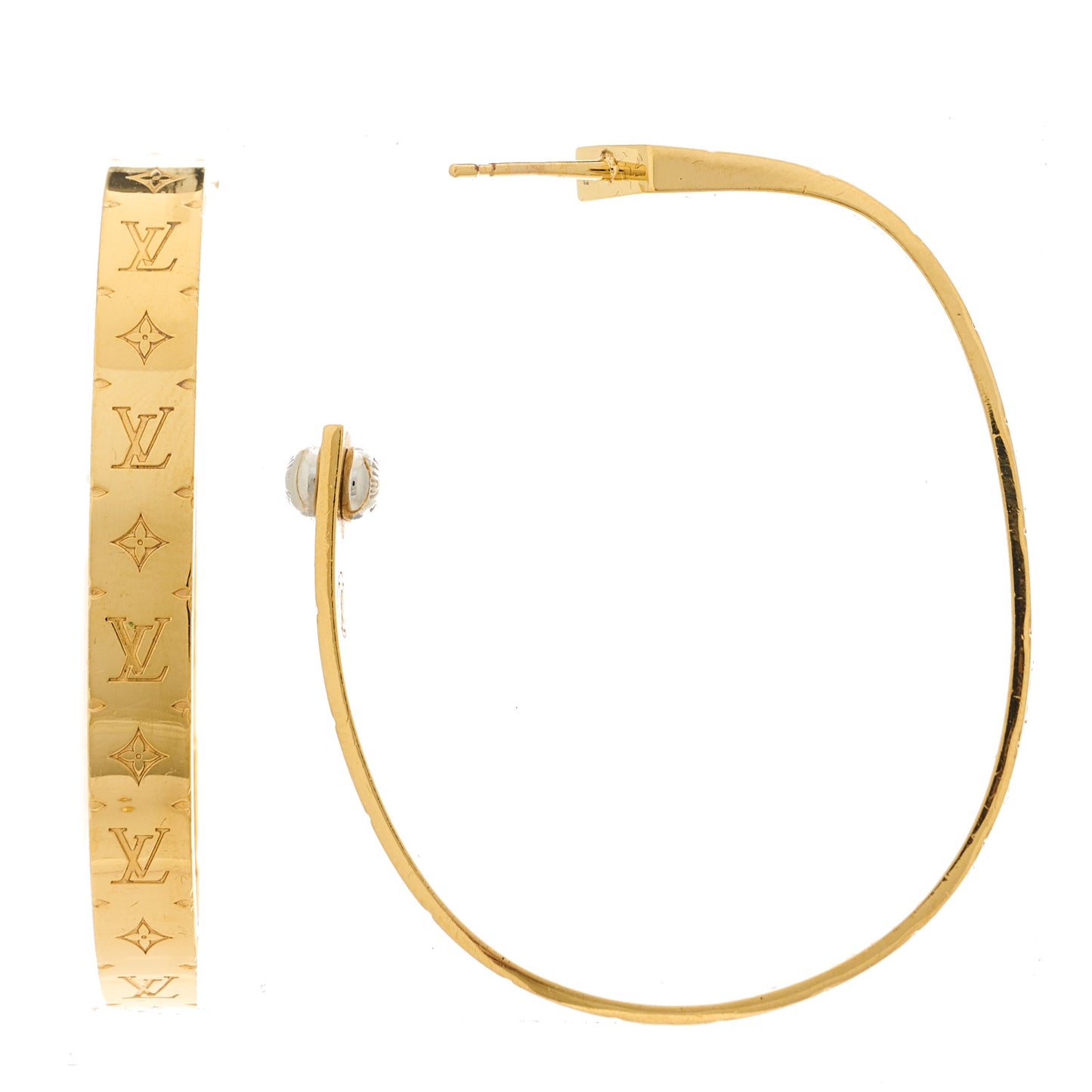 Metal Nanogram Hoop Earrings Gold