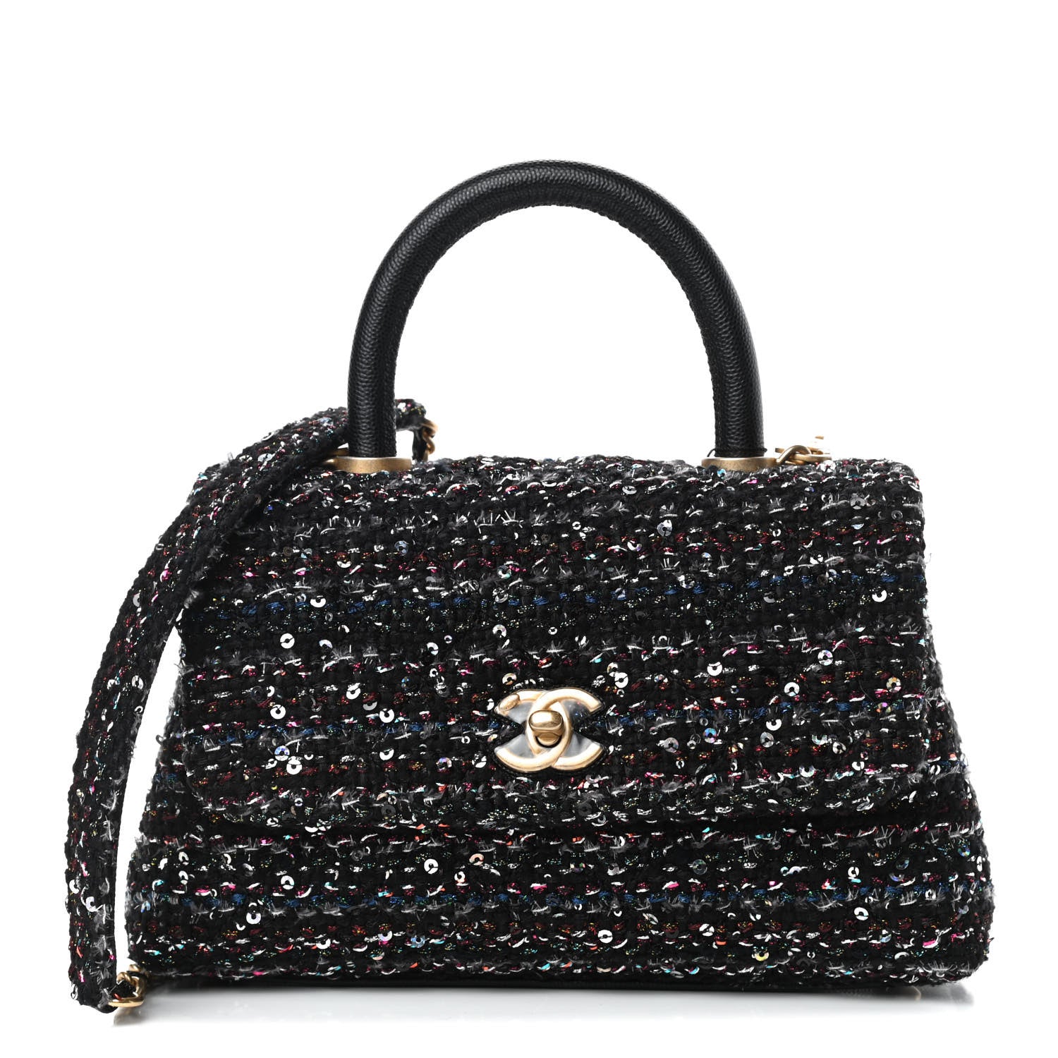 Chanel Tweed Sequin Mini Coco Handle Flap Black 1 of 11