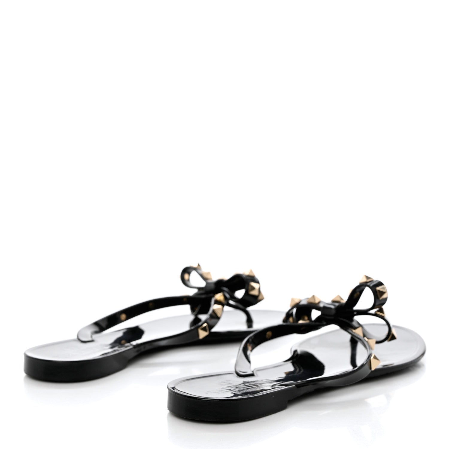 Valentino Garavani PVC Jelly Rockstud Bow Thong Sandals 38 Black 4 of 8