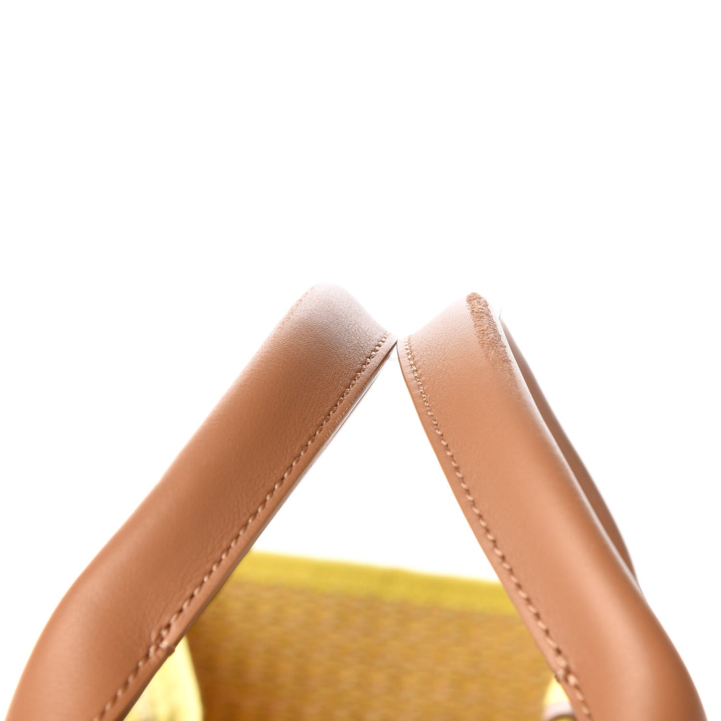 Mixed Fibers Large Shopping Bag Yellow Brown