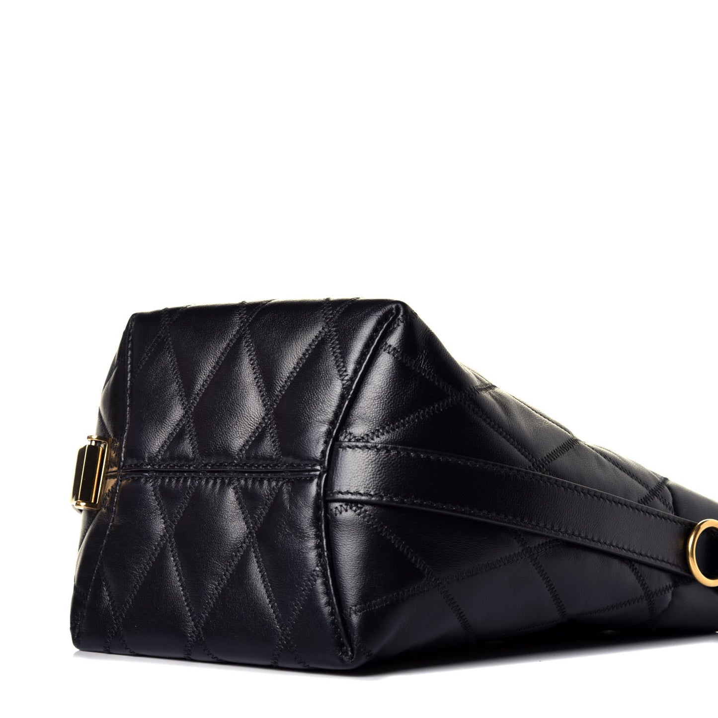 Lambskin Quilted Mini GV Bucket Bag Black