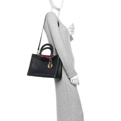 Christian Dior Bullcalf Medium Diorissimo Tote Black Rose Indien 2 of 11