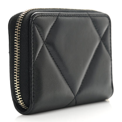 Chanel Lambskin Quilted Chanel 19 Zip Around Coin Purse Wallet Black 3 of 8