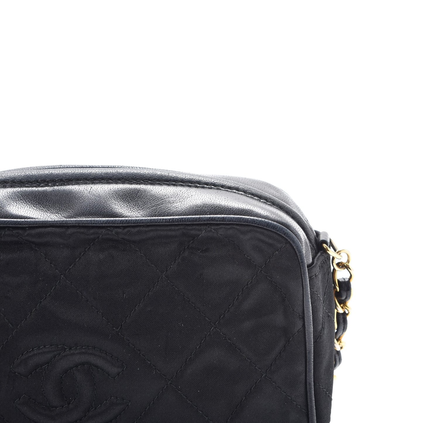 Satin Quilted Tassel Camera Case Black