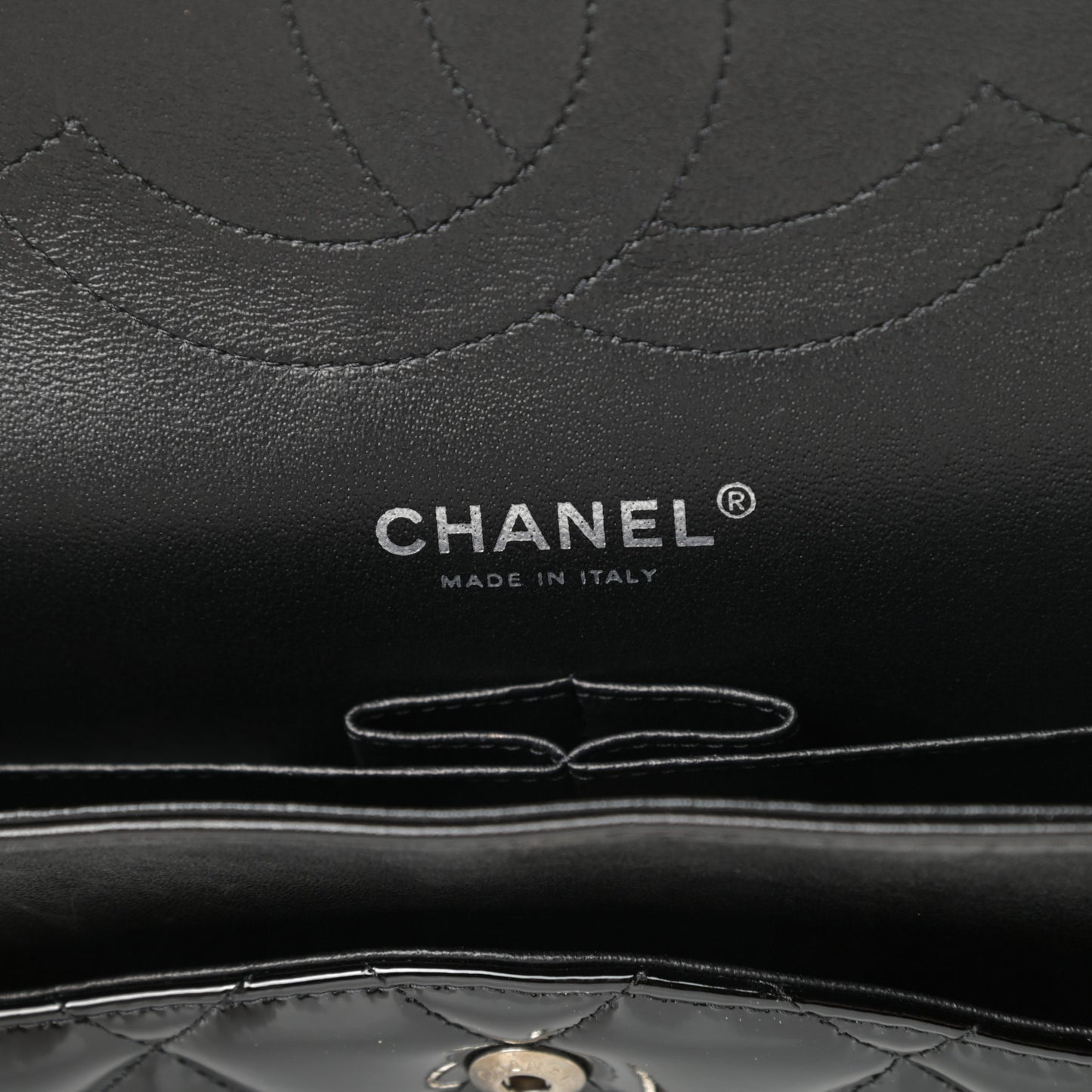 Patent Quilted Jumbo Double Flap Black