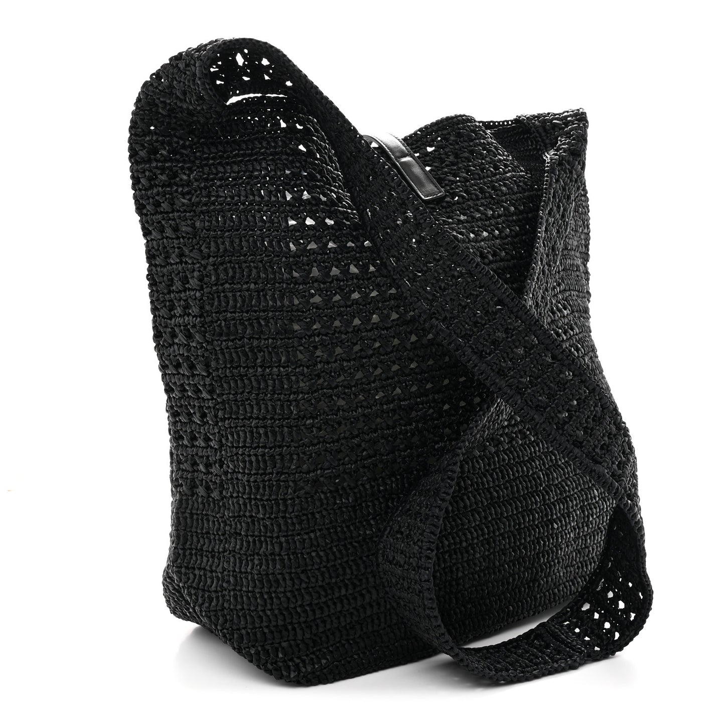 Raffia Monogram Le 5 A 7 Medium Tote Black