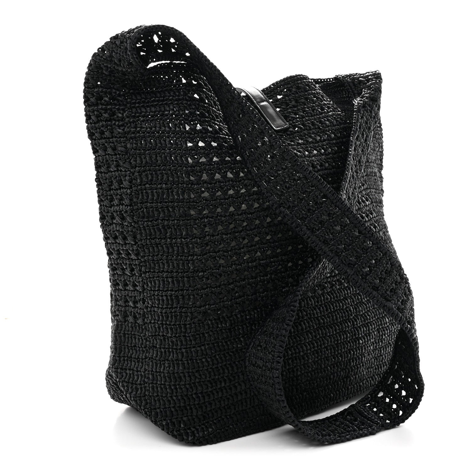 Saint Laurent Raffia Monogram Le 5 A 7 Medium Tote Black 3 of 10