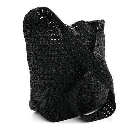 Saint Laurent Raffia Monogram Le 5 A 7 Medium Tote Black 3 of 10