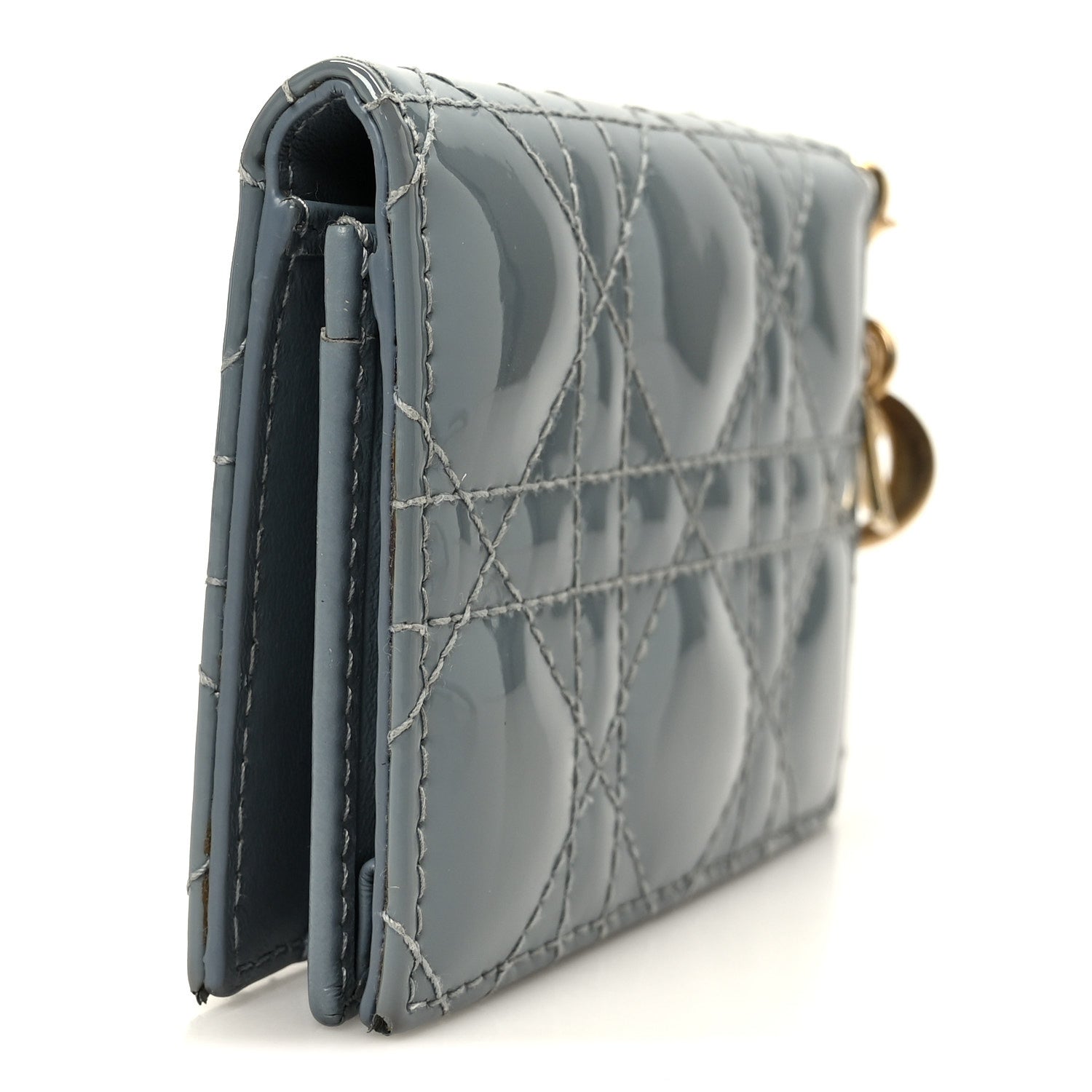 Christian Dior Patent Cannage Mini Lady Dior Wallet Cloud Blue 3 of 9