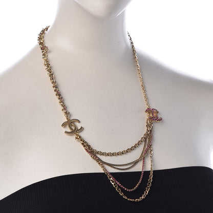 Chanel Crystal CC Multi Strand Necklace Gold 2 of 6