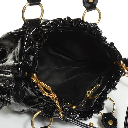 Miu Miu Vernice Patent Gathered Tote Black 5 of 8