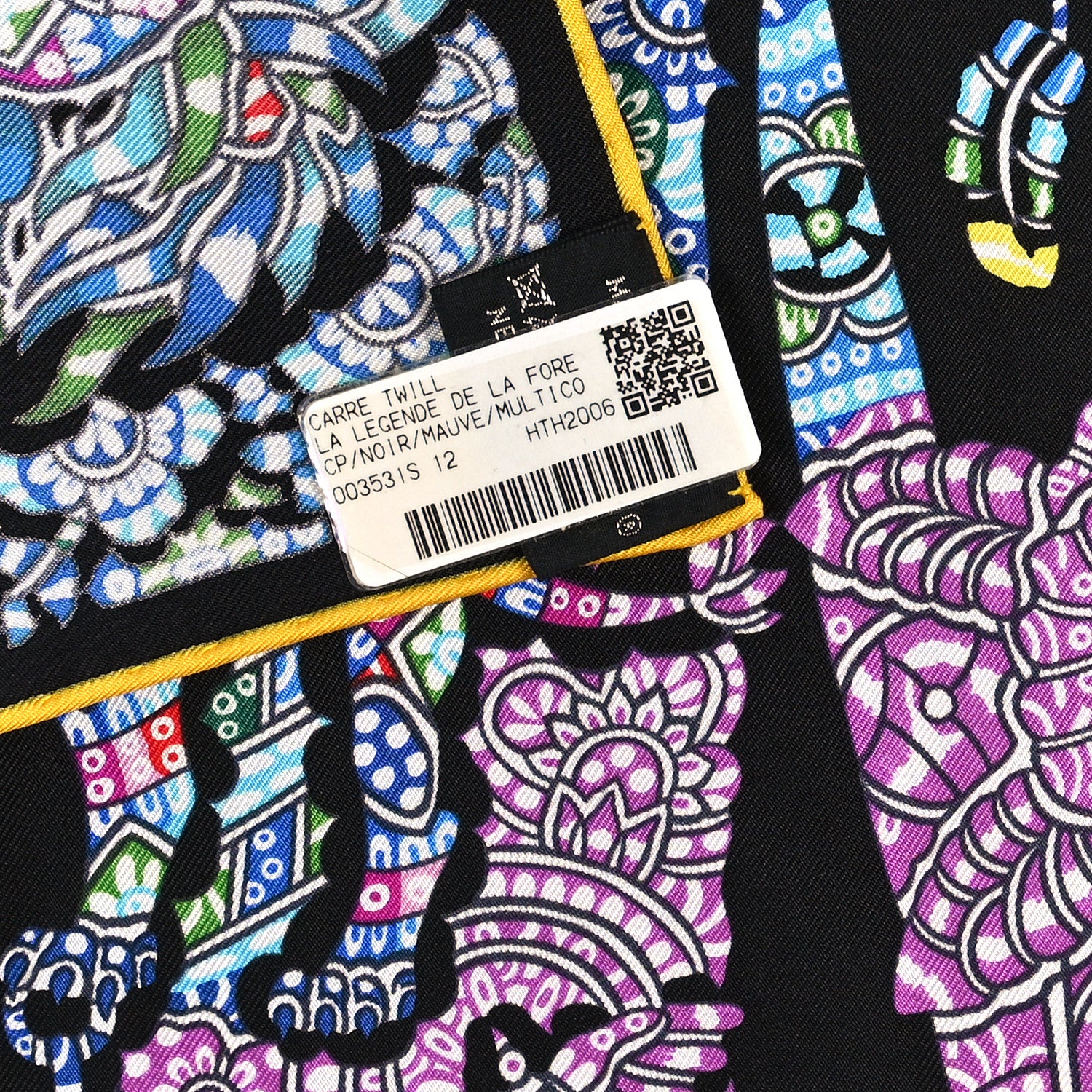 Hermes Silk La Légende De La Forêt Scarf 90 Black Mauve Multicolor 4 of 4