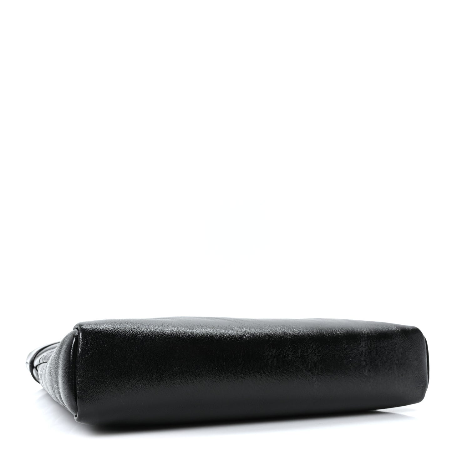 Shiny Crumpled Calfskin Quilted Mini 31 Shopping Bag Black