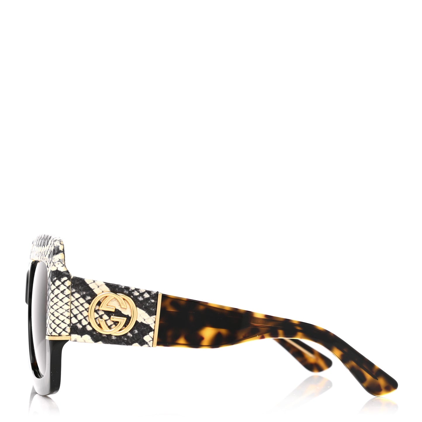 Snakeskin Acetate Square Sunglasses GG0484S Havana