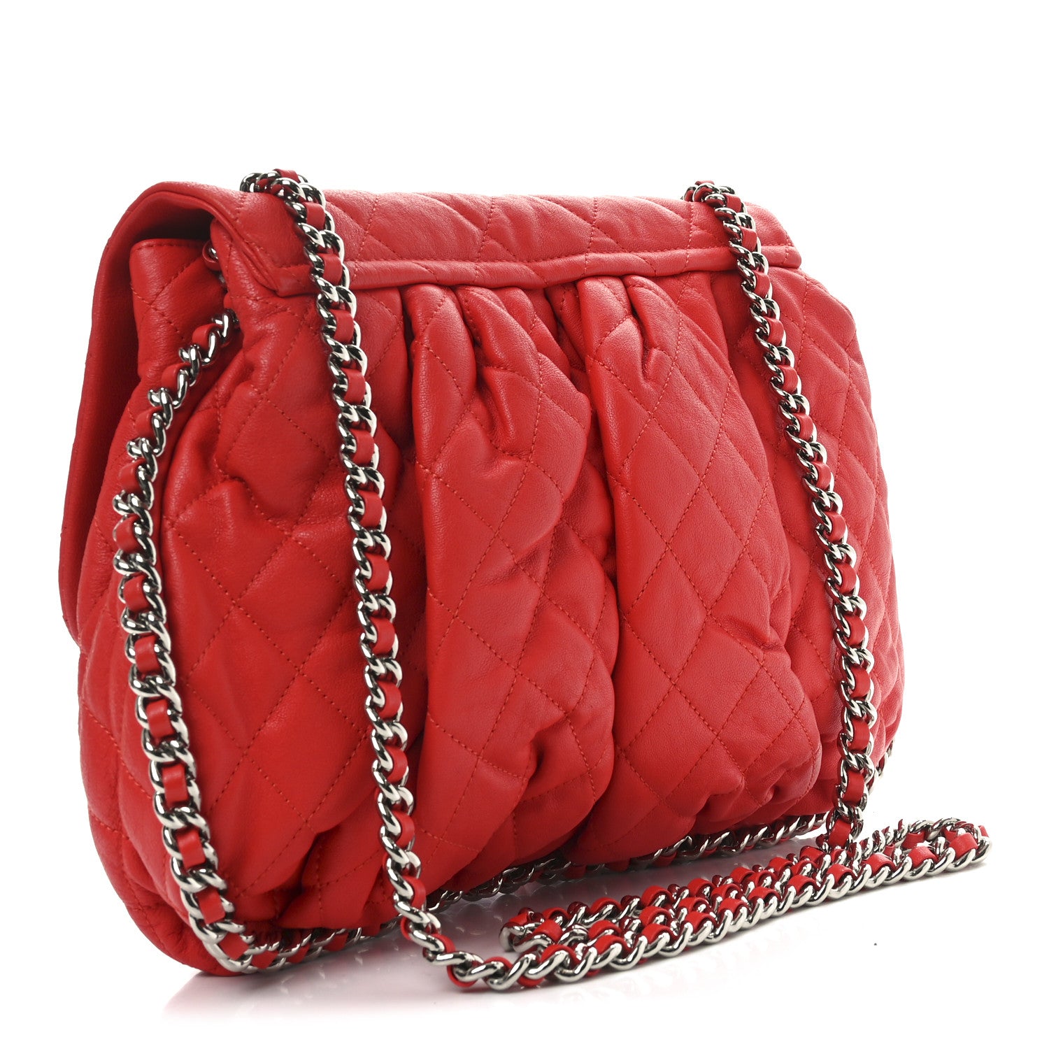 Chanel Washed Lambskin Quilted Large Chain Around Messenger Red 3 of 10